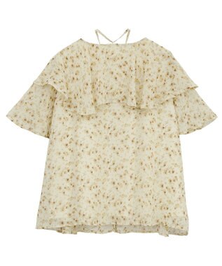 earth music&ecology チョーカー付き楊柳ラッフルブラウス Flower