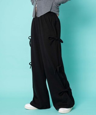 WEGO サイドリボンスウェットパンツ ブラック