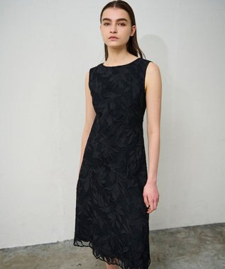 GRACE CONTINENTAL ケミカルリーフドレス ブラック