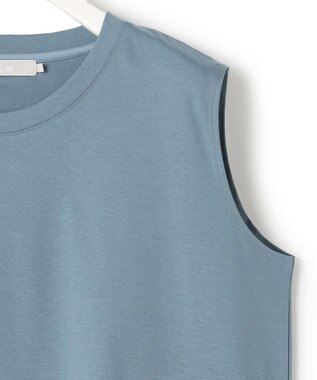 ICB L 【接触冷感・洗える】コンパクトスムース ノースリーブTシャツ ダルブルー系