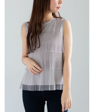 Te chichi ティアードチュールプリーツブラウス Ｓグレー