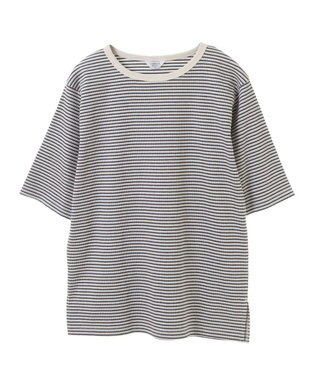 AMERICAN HOLIC 抗菌防臭リブ5分袖カットプルオーバー Border Ivory