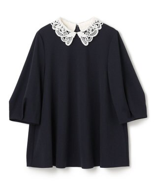 UNFILO L 【2WAY】BEAUTY MOVE レース襟ブラウス ネイビー