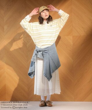 Green Parks GREENWICH POLO CLUB(TM)布帛ドッキングポロニットプルオーバー Yellow