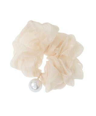 Green Parks ・ＨＡＬＦ　ＴＩＭＥ　大粒パール付きヘアシュシュ Beige