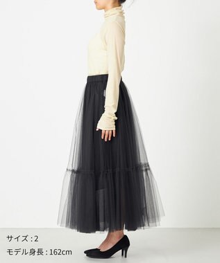 NAVE 【Nave・洗える】チュールフレアースカート ブラック系