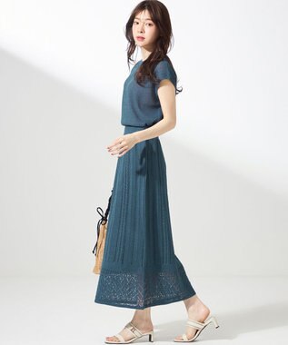 ANY SIS 【2点セット】ニット セットアップ ブルーグリーン