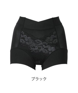 BRADELIS New York 【BRADELIS NewYork peace】綿混フィットレースショーツ ウエストからヒップ下まですっぽり包み補整するショーツ ブラック