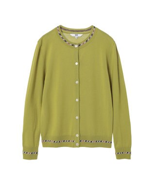 DAKS スーパーファインメリノウール チェックカーディガン グリーン