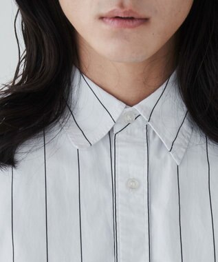 WEGO ストライプロングシャツ ホワイトストライプ