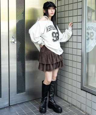 WEGO ベロアフリルスカパン ブラウン