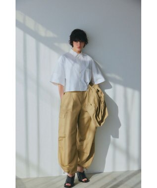 NAVE 【ReNave・セットアップ可/洗える】コットンリネンカルゼ  カーゴパンツ ベージュ系