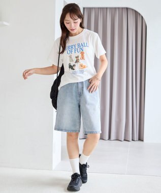 WEGO 【SMサイズ展開】ヴィンテージウォッシュデニムハーフパンツ デニム淡色