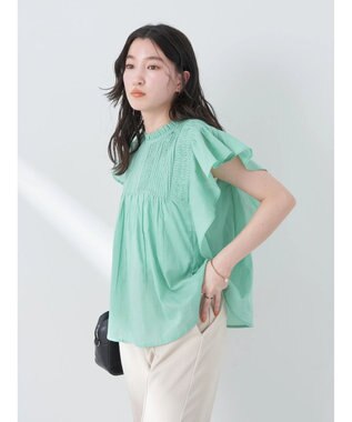 earth music&ecology コットンボイルフリルブラウス Mint