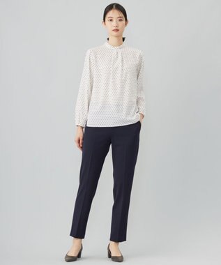 J.PRESS LADIES L 【洗える】ジオメトリックプリント ブラウス ホワイトプリント系