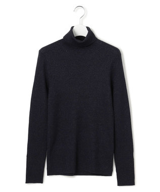 ICB L 【新色追加】エクストラファインメリノリブ タートルネックプルオーバー ネイビーラメ系