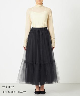NAVE 【Nave・洗える】チュールフレアースカート ブラック系