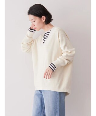 AMERICAN HOLIC Ｖネック片畦ニットプルオーバー Ivory