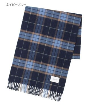 MOONBAT MACKINTOSH PHILOSOPHY(マッキントッシュ フィロソフィー）カシミヤ100％ クラシカルチェックマフラー ネイビーブルー