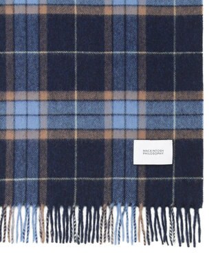 MOONBAT MACKINTOSH PHILOSOPHY(マッキントッシュ フィロソフィー）カシミヤ100％ クラシカルチェックマフラー ネイビーブルー