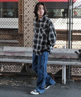 WEGO 【ユニセックス着用ITEM/SMLサイズ展開】オンブレチェックシャツ（LS） 柄1