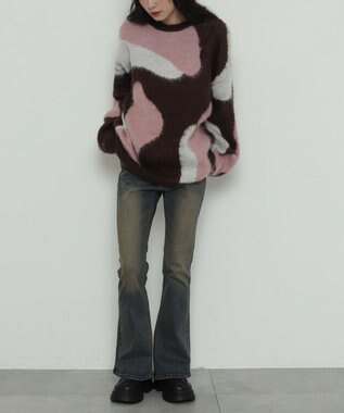 WEGO 【2025年秋冬新作】シャギーパターンニットBIGプルオーバー 柄2