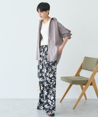 AMERICAN HOLIC 抜け衿スキッパーシャツ Gray Beige