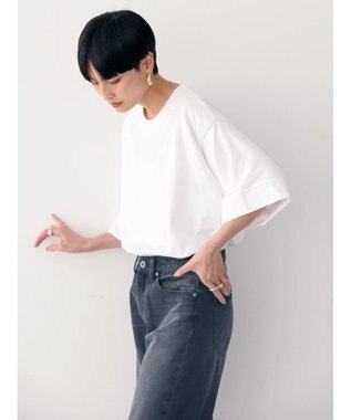 AMERICAN HOLIC 接触冷感ＳＺ５分袖カットプルオーバー Off White