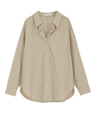 AMERICAN HOLIC 抜け衿スキッパーシャツ Stripe Beige