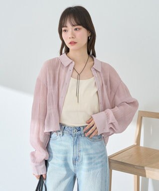 earth music&ecology マジョリカプリーツショートシャツ Pink