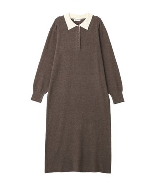CRAFT STANDARD BOUTIQUE ポロ衿ニットワンピース Dark Brown
