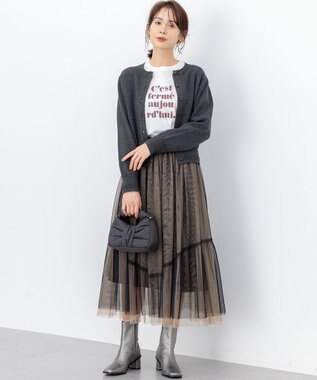 組曲 S 【加藤ローサさん着用】プリントロング Tシャツ ロゴホワイト系