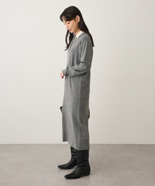 CRAFT STANDARD BOUTIQUE ポロ衿ニットワンピース Gray Mixture
