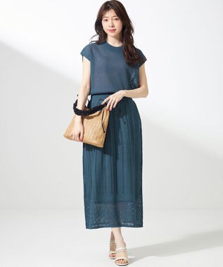 ANY SIS 【2点セット】ニット セットアップ ブルーグリーン