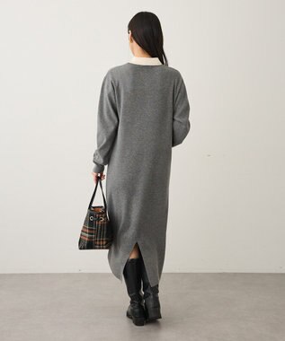 CRAFT STANDARD BOUTIQUE ポロ衿ニットワンピース Gray Mixture