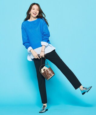 UNFILO L メッシュ クロップドニット ブルー