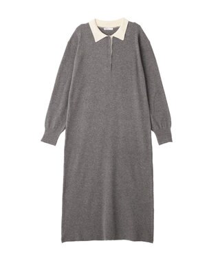 CRAFT STANDARD BOUTIQUE ポロ衿ニットワンピース Gray Mixture