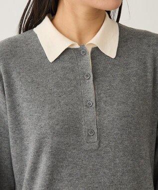 CRAFT STANDARD BOUTIQUE ポロ衿ニットワンピース Gray Mixture