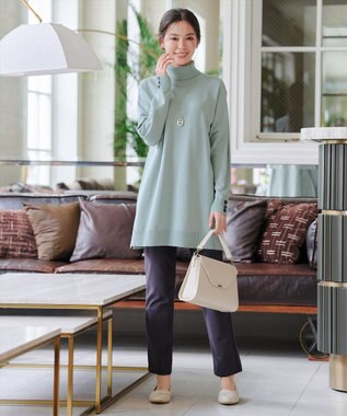 Tiaclasse 【安田美沙子さん着用・選べる2type・新色追加】ボタンニットチュニック タートル：ミント