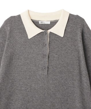 CRAFT STANDARD BOUTIQUE ポロ衿ニットワンピース Gray Mixture