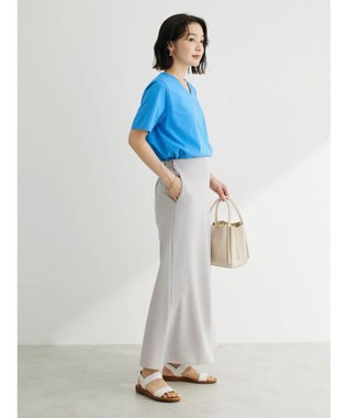 Green Parks カットジョーゼット裾フレアスカート Light Gray