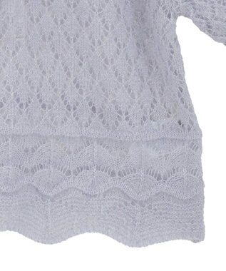 earth music&ecology キャットヤーン透かし編みニットプルオーバー Grayish Blue