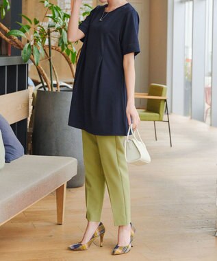 Tiaclasse L 【洗える・接触冷感・紫外線ケア・サラごこち】はしごレースチュニック ネイビー