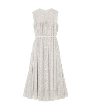 YECCA VECCA シアードット柄ギャザーワンピース Off White