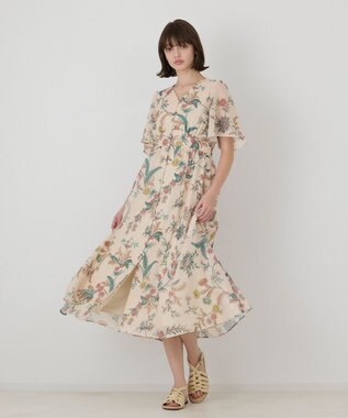 GRACE CONTINENTAL シノワズリプリントワンピース ベージュ