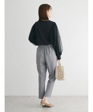 Green Parks 袖チュールドッキングリブプルオーバー Black