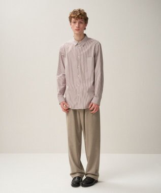 ATON SUVIN BROAD | スタンダードシャツ - UNISEX BORDEAUX STRIPE