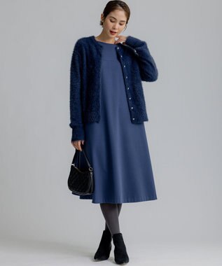 組曲 S 【前後着用可】2WAYナイロンファー ニット ネイビー系