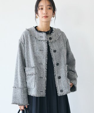 CRAFT STANDARD BOUTIQUE ツイードフリンジジャケット Gray