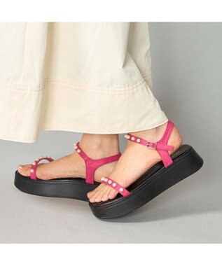 MODE ET JACOMO <noyau>パールデザイン厚底スポーツサンダル ピンク
